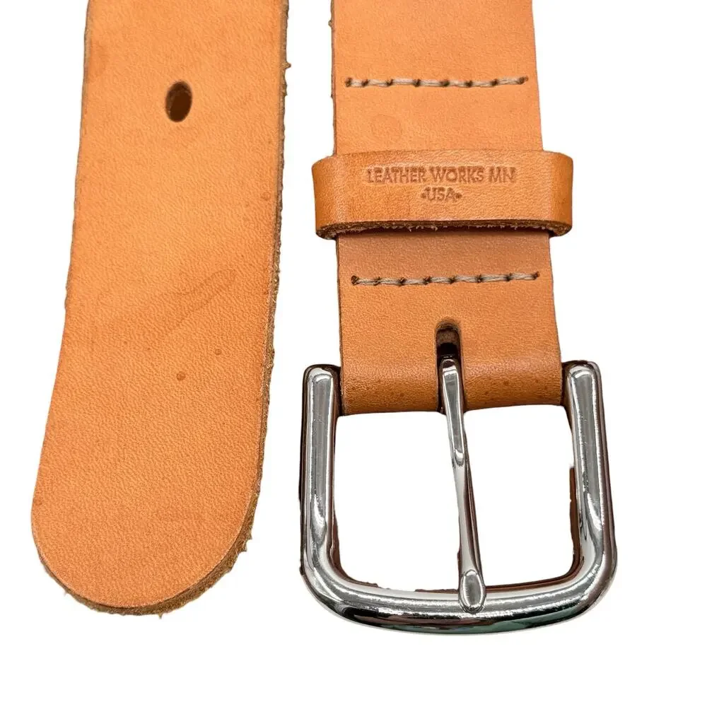 Leather Works Minneapolis Rustic Leather Belt SZ 42 Mens Brown Western Workwear